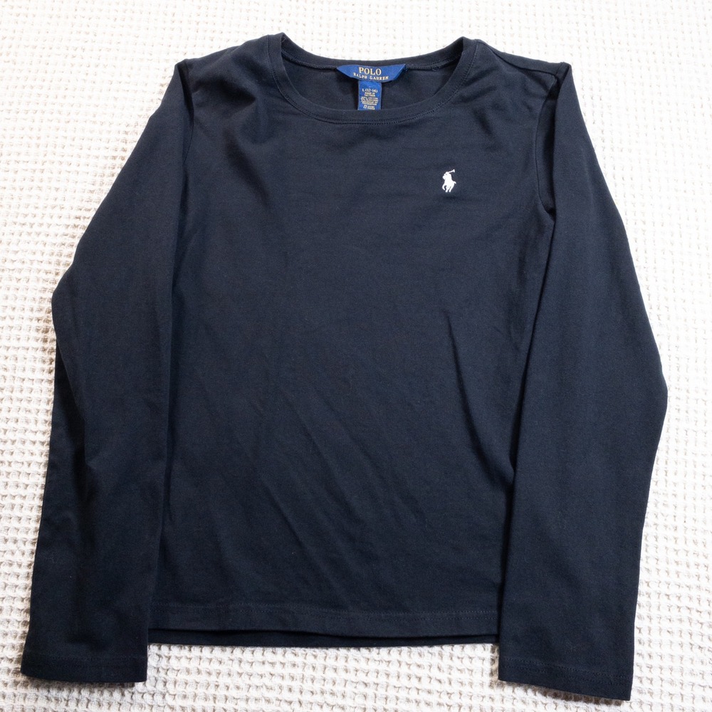 Polo Ralph Lauren Girls Navy Blue Long Sleeve T-Shirt Pony Logo Size L 12-14